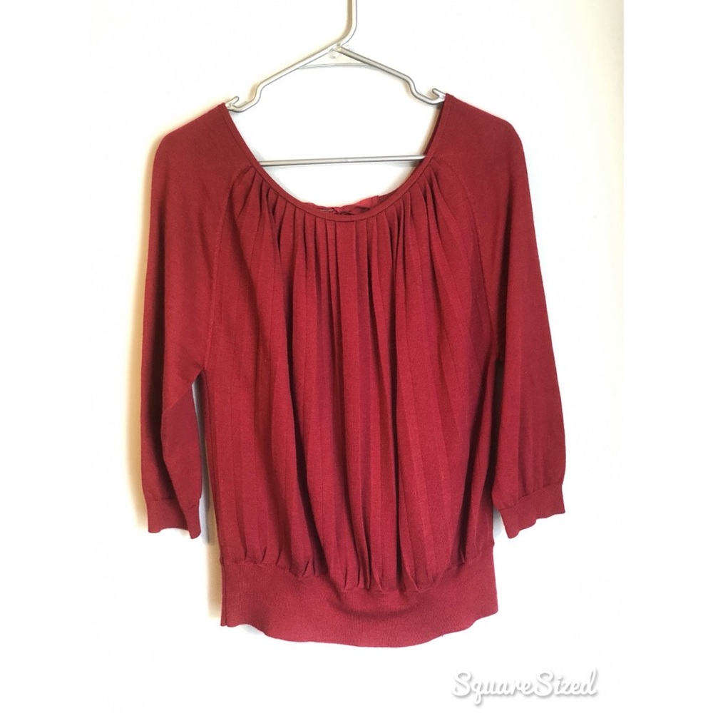 Ann Taylor LOFT pleated red sweater XL